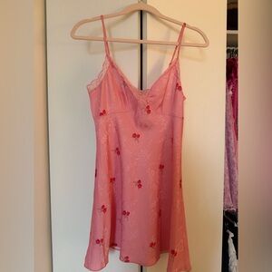 LoveShackFancy Pink Floral Mini Slip Dress